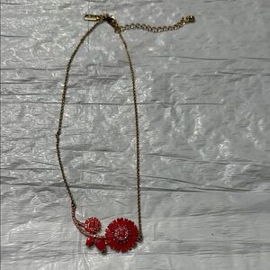 Kate Spade Red and Gold Blossom Necklace